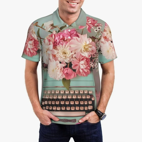 Saiise Polo Vintage à Imprimé Floral pour Hommes, Évacuation de l'Humidité, Séchage Rapide, Performance, Grande Taille