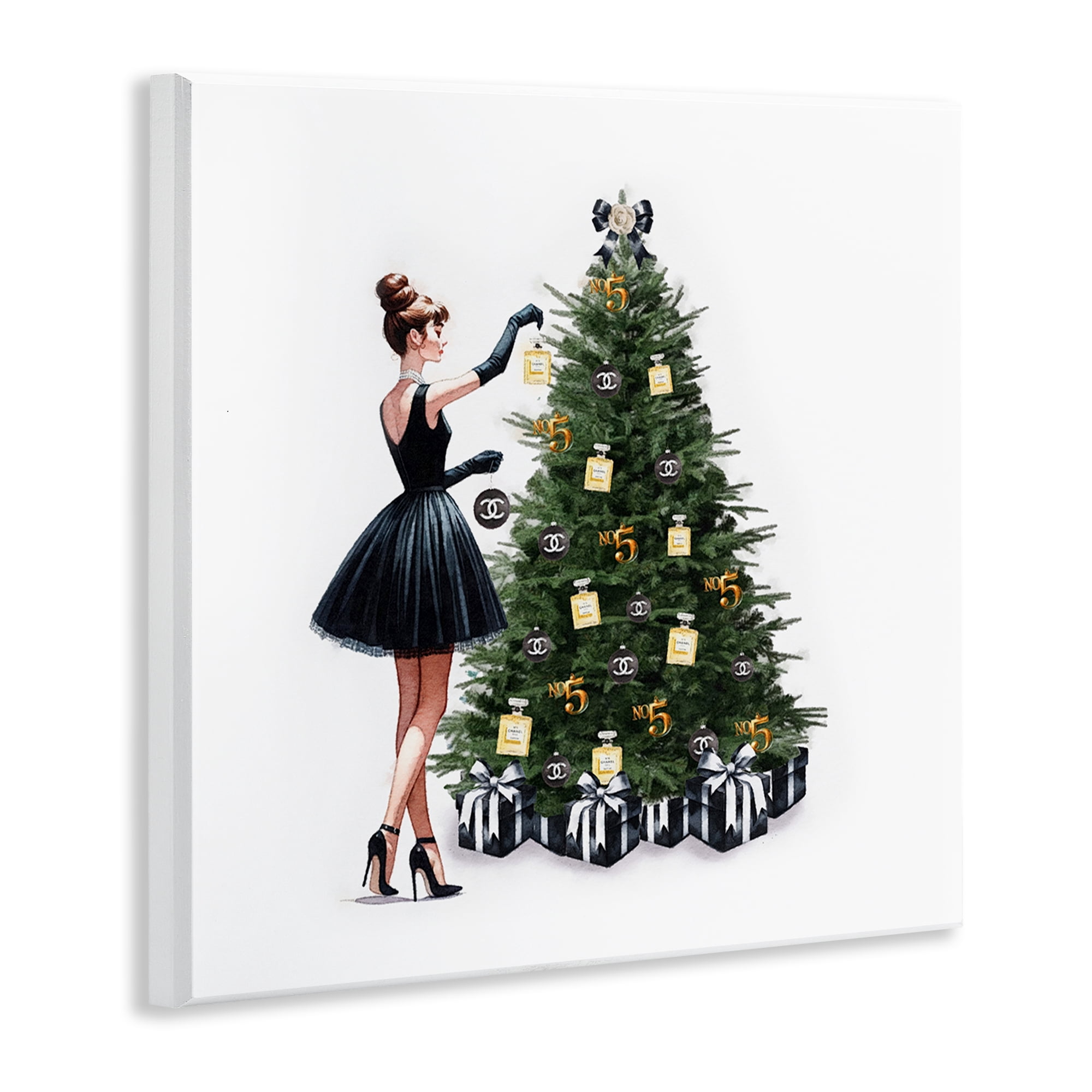 Stupell Industries Trendy Christmas Tree Holiday Painting Unframed Art Prints Wall Art, 12 x 12