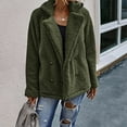thumbnail image 5 of Women's Jacket Long Sleeved Winter Plush Lapel Double Button Plush Coat for Cold Weather, in Green, Size M, 5 of 5