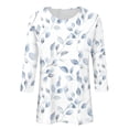 thumbnail image 4 of qucoqpe Summer Tops for Women Fashion Casual Floral Printed Crew Neck 3/4 Sleeve Pullover Shirts Loose Dressy Blouses, 4 of 4