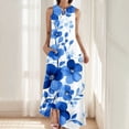 thumbnail image 1 of Ovzne Robes Grande Taille pour Femmes Rondes Robe d'Été Femme Mode Confortable Robe d'Été Imprimée Sans Manches Col en V Robe Maxi Grande Taille Imprimée Liquidation, 1 of 5
