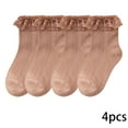 thumbnail image 2 of FJUCHAI Toddler Girls Dance Mesh Ruffle Socks 4-Pairs Summer Breathable Thin Cotton Socks 0-12Y, 2 of 7