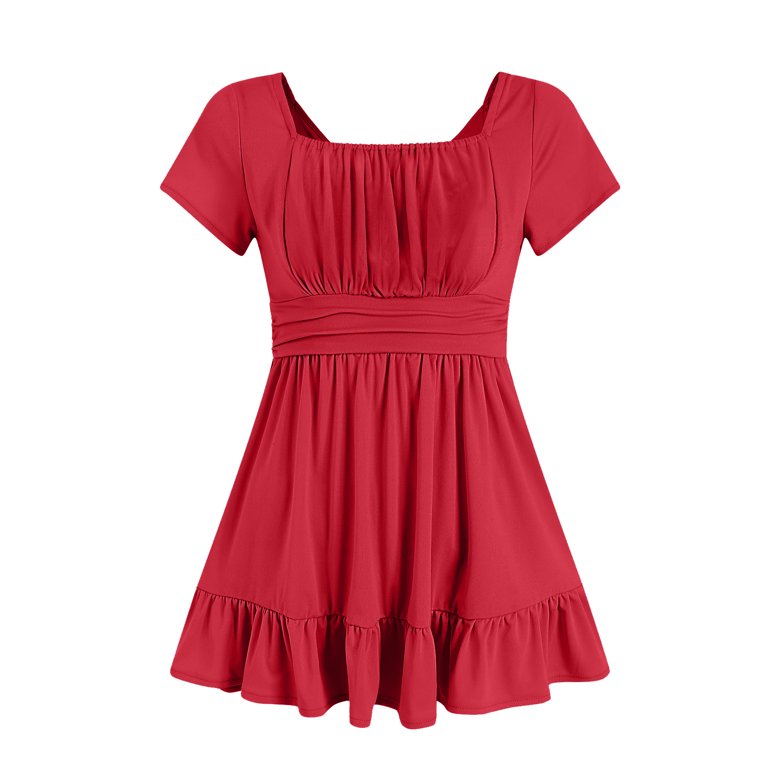 red cap sleeve skater dress Cupshe Women's Cozy Ribbed Knit Cutout Mini Dress-S-Red