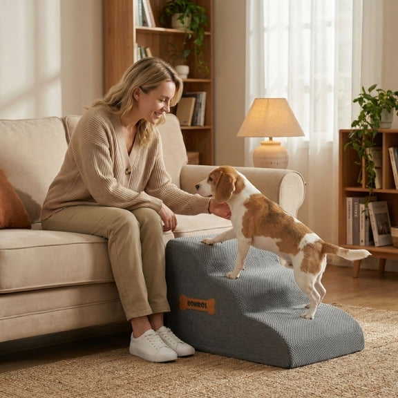 Bisitoy Dog Stairs for Small Dogs - Dog Ramp, Extra Wide Pet Steps with Non-Slip Bottom for High Beds, Couche and Sofa, Best for Pet Injured, Older Dogs Cats