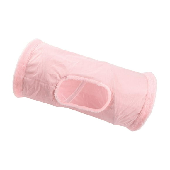 Collapsible Cat Tunnel Training House with 1 Toy Walkway Exercise Durable Kitten Pink