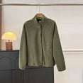 thumbnail image 2 of ShomPort Fleece Jackets for Womens Lightweight Raglan Sleeve Mock Neck Button Up Dressy Outwear Fall Winter Warm Comfort Trendy Coats, 2 of 7