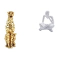thumbnail image 1 of Escultura De Guepardo Pensador Abstracto Dorado, Adorno Decorativo De Mesa Para Centro De Mesa, Para Oficina, Hogar, Sala De Estar, Estantería., 1 of 8