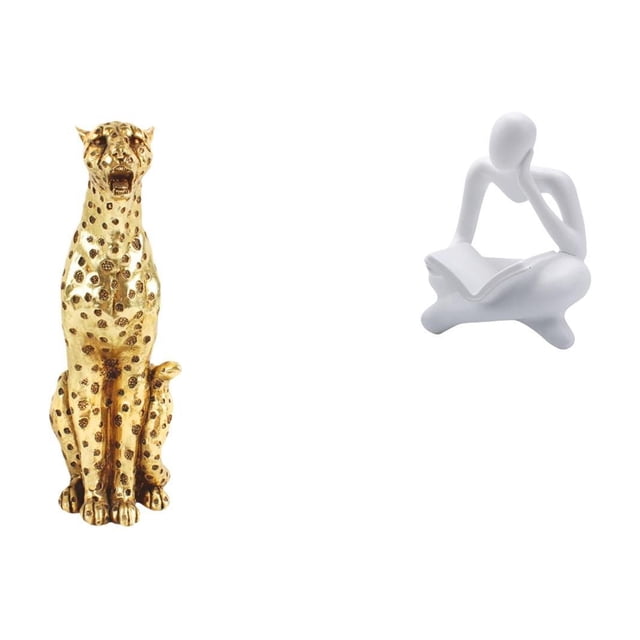 Escultura De Guepardo Pensador Abstracto Dorado, Adorno Decorativo De Mesa Para Centro De Mesa, Para Oficina, Hogar, Sala De Estar, Estantería.