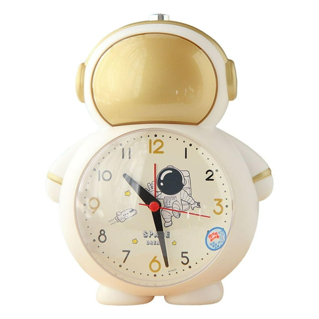 Reloj despertador con diseño de astronauta, silencioso, funciona con pilas, para mesa. astronauta dorado