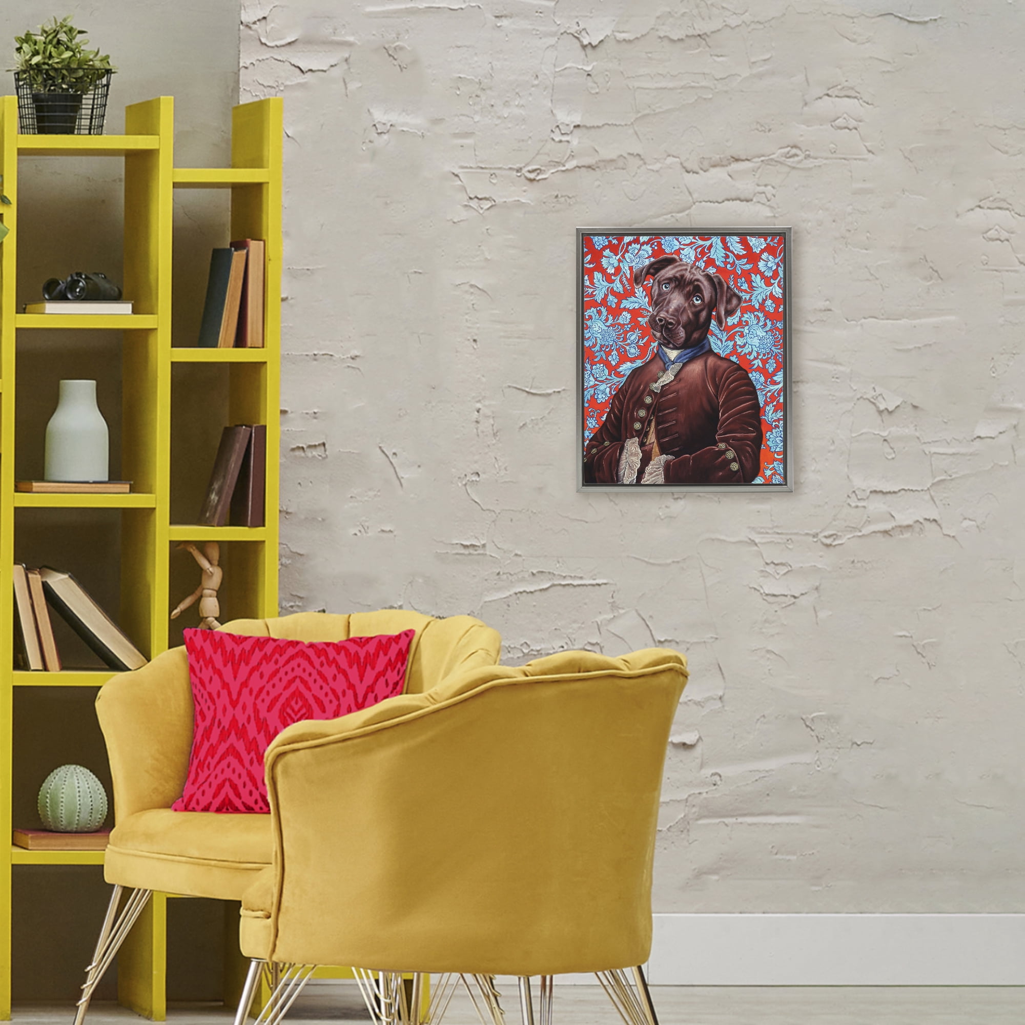 Stupell Industries Charming Labrador Composition Gray Framed Floater Canvas Wall Art, design by Jane R. Talton