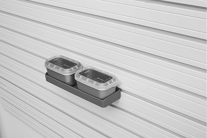 Rubbermaid Garage FastTrack Wall Bench Blox Bin Hardware Hooks (2-Pack), Gray