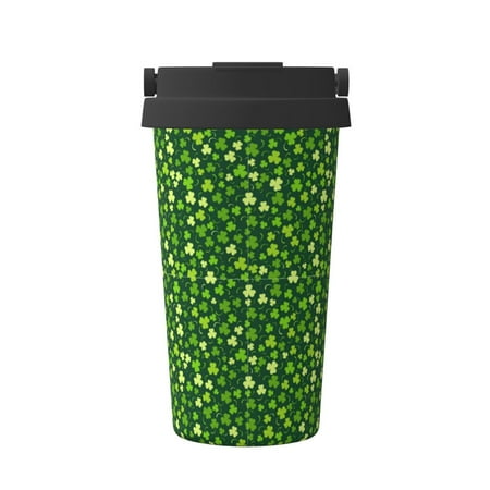 

Xecao Happy St. Patrick s day Pattern Insulated Coffee Mug with Handle & Flip Thermos Mug Water Bottle Coffee Tumbler Cup