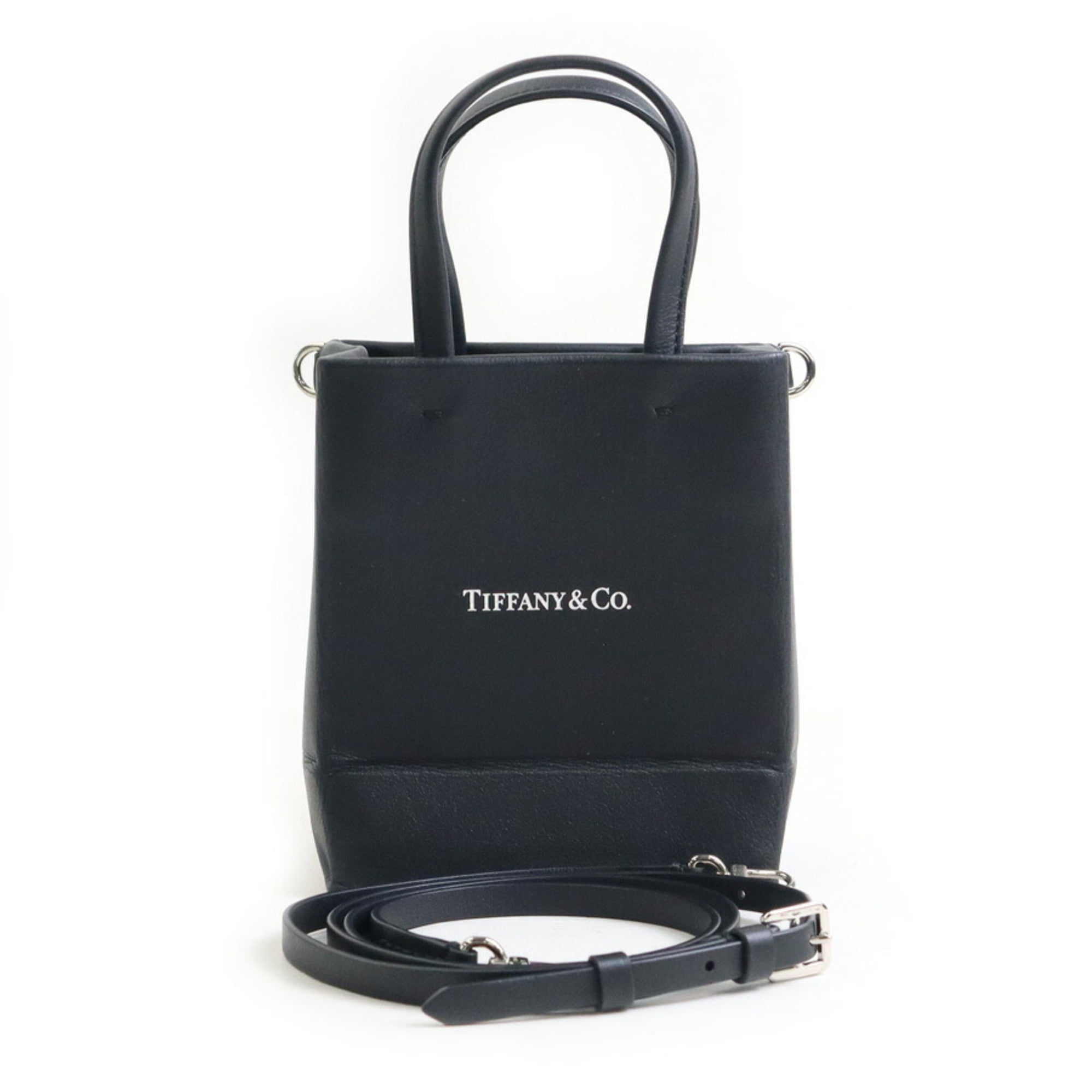 Pre-Owned Tiffany & Co. Mini Tote Shoulder Bag, Leather, Black
