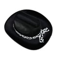 thumbnail image 5 of Quealent Kids' Cow Western Cowboy Cowgirl Hat Wide Brim Felt Vintage Fedora Strap Outdoor Sun Hat (Black, 3-15 Years), 5 of 8