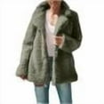 thumbnail image 4 of FNFYFH Women's Winter Fleece Lapel Faux Fur Coats Long Sleeve Solid Color Furry Jackets Warm Plush Open Front Winter Coats with pockets, 4 of 5