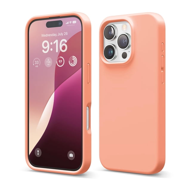 Funda Elago compatible con iPhone 16 Pro de silicona líquida, color salmón
