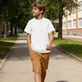 thumbnail image 3 of Fnooota Boys Summer Outfit Sets, Casual Short Sleeve Cotton Linen 2 Piece Kids' Clothing Sets Brown Size 11-12 T, 3 of 5