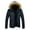 Blue, variant on Leesechin Clearance Mens Faux Fur Coats Stand-up Collar Winter Big and Tall Padded Cotton Jacket Khaki L
