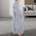 thumbnail image 2 of Pantalones casuales de mujer con botones, microacampanados y cordón ajustable - Poliéster, cintura alta con bolsillos para un estilo diario/urbano, 2 of 6