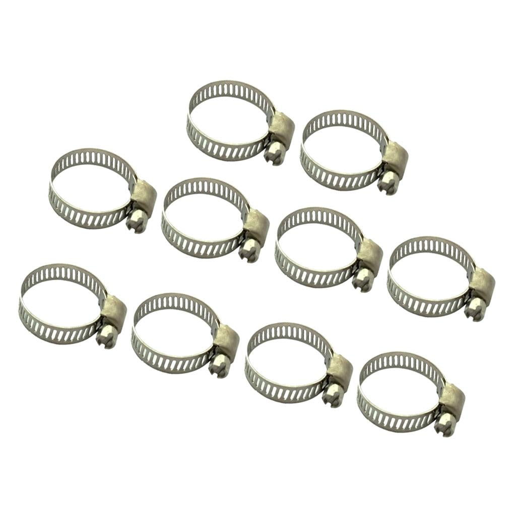 304 Stainless Steel Fuel Line Clamp 10 Pcs 16-25mm Worm Gear Hose Clamp 
