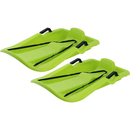 Superio Downhill Snow Sled with Brake Handles for Kids and Adults 35" with Pull Rope Green.