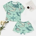 thumbnail image 4 of Beach Seashell Starfish Pajamas Set Womens Loungewear Sleepwear 2 Piece PJ Sets, 4 of 7