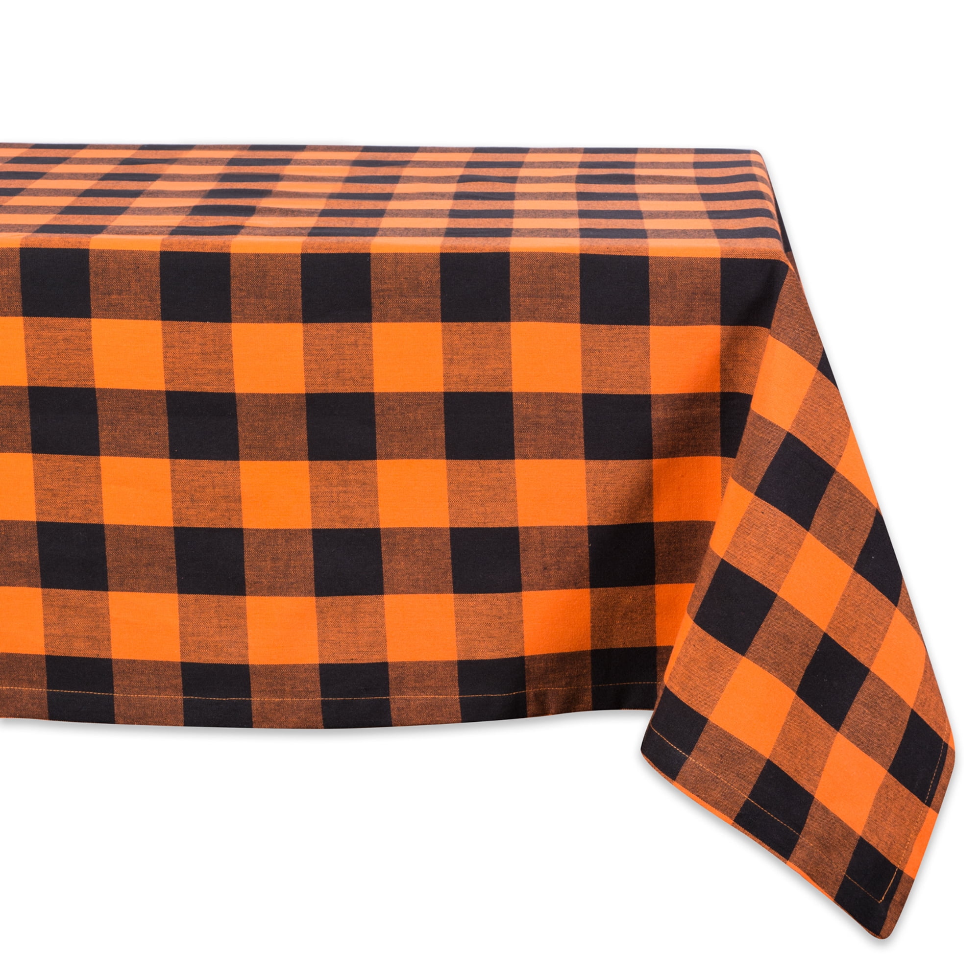 DII Orange Buffalo Check Tablecloth, 60x120", 100 Cotton