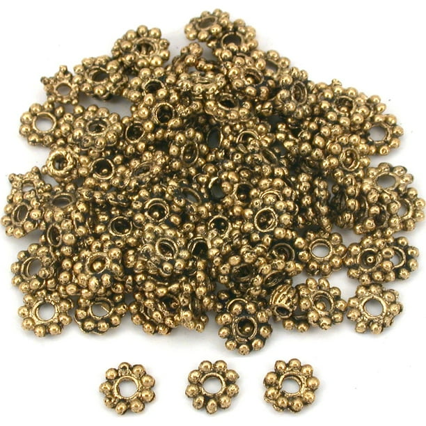 Flower Bali Spacer Beads Antq Gold Plt 6mm Approx 125