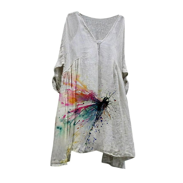Vestido HUOGUO Vintage Floral Manga 3/4 para mujer, talla grande