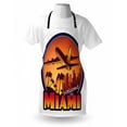 thumbnail image 4 of Florida Apron, Welcome to Miami Airplane Palms and City at Sunset Graphic Circle, Unisex Kitchen Bib with Adjustable Neck for Cooking Gardening, Adult Size, Burnt Orange Indigo, by Ambesonne, 4 of 4