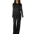 thumbnail image 3 of Conjunto de Dos Piezas para Mujer, Estilo Casual, Ideal para Estar en Casa. Incluye Top de Larga Ligeramente Corto y Pantalón de Pierna . Negro - S, 3 of 8