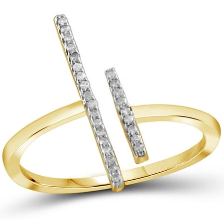 JewelersClub White Diamond Accent 14kt Gold Over Silver Parallel Bar Ring
