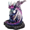 thumbnail image 3 of Violet Blue Midnight Sky Gemstone Mother Dragon With Baby Wyrmling Statue Decor, 3 of 6