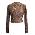 thumbnail image 7 of YUEHUA Women's Mesh Lace Long Sleeve Leopard Top Neck Sheer Blouse Floral Lace Layering Tops Y2k See Through Tee Shirt, 7 of 7