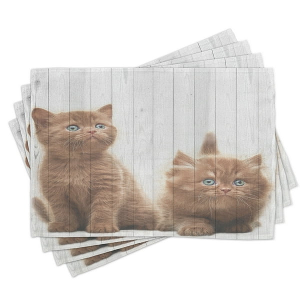 Animal Placemats Set of 4 Cute Kittens Baby Cats Sweet Feline Kids Nursery Child Kitty Theme