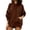 Brown, variant on DYTTDG Women's Solid Color Drawstring Hoodie, Long Sleeve Loose Casual Pullover With Kangaroo Pocket Side Slit Hem for Daily Wear
