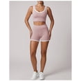 thumbnail image 2 of PISONIC Color Block 2 Piece Yoga Outfits, High Waist Butt Lifting Biker Shorts & Shockproof Square Neck Sports Bra Set, Summer Breathable Workout Gym Activewear Sets for Women, 2 of 6