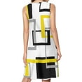 thumbnail image 2 of black yellow geometric lines modern art Spring Summer Dresses for Women Fashion T-shirt Dress Casual Sleeveless Loose Sundress with Pockets, 2 of 5