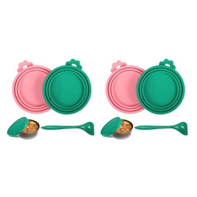 Decodeary Couvercle Réutilisable Portable et Pratique pour Sceller Couvercle Mignon Pratique en Boîte Vert+cuillère+rose 2Set