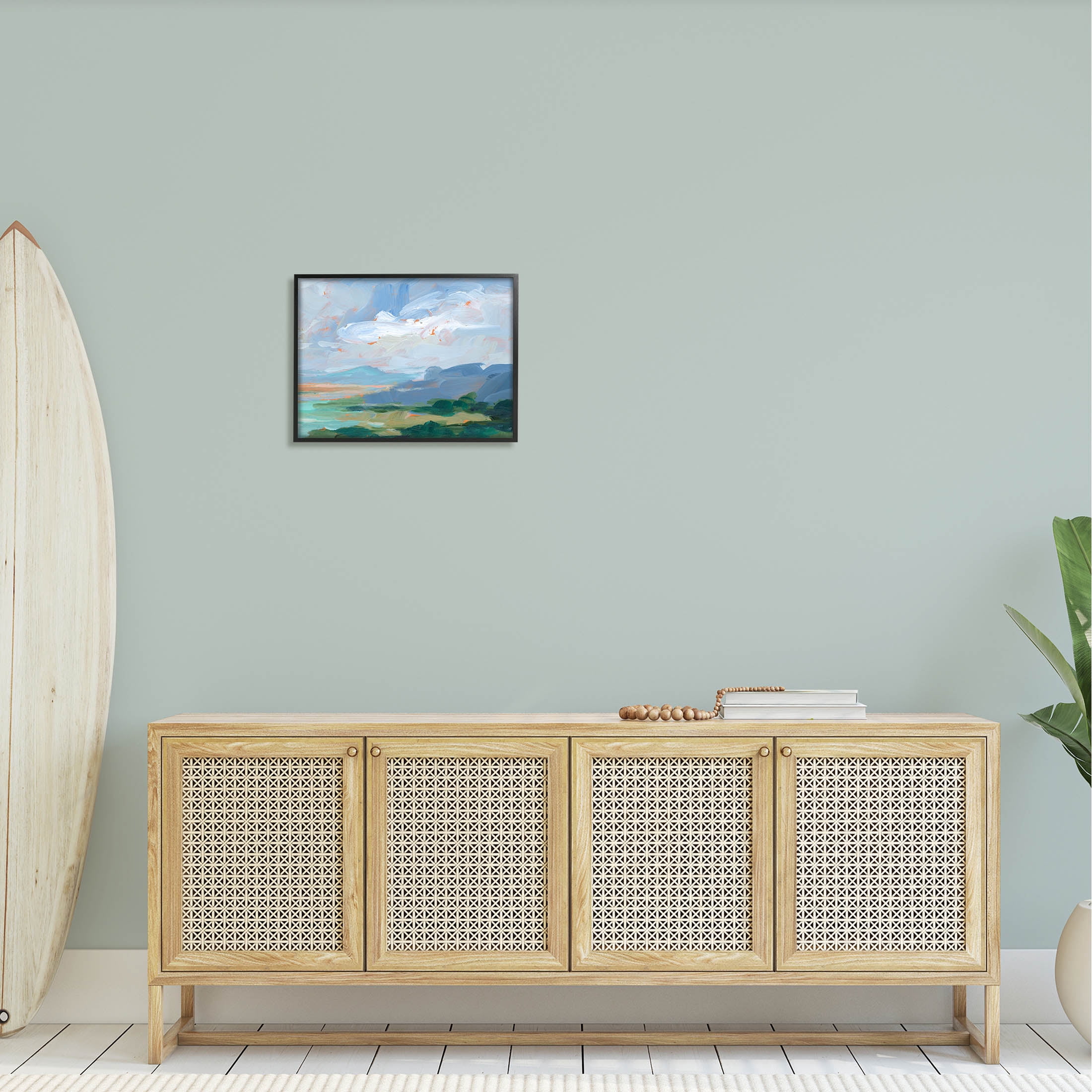 Ocean Cliffs Abstract Landscape Landscape Painting Black Framed Art Print Wall Art