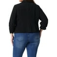 thumbnail image 4 of DARING DIVA Women's Plus Ruched 3/4 Sleeve Notch Lapel Blazer Jacket Black 1X, 4 of 7