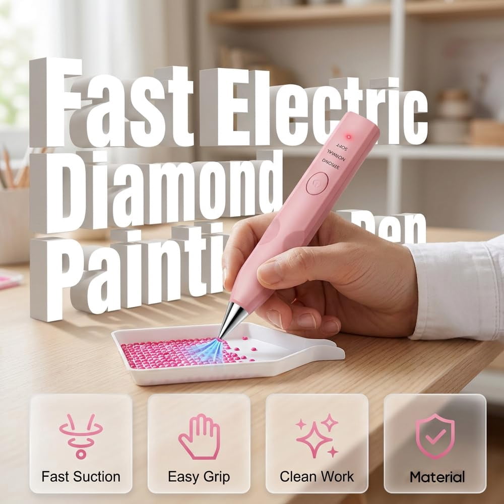 Electric Diamond Art Painting Pen Kit, Rechargeable Drill Pen with Multiple Tips, Ergonomic Diamond Painting Tools for Adults and Craft Enthusiasts