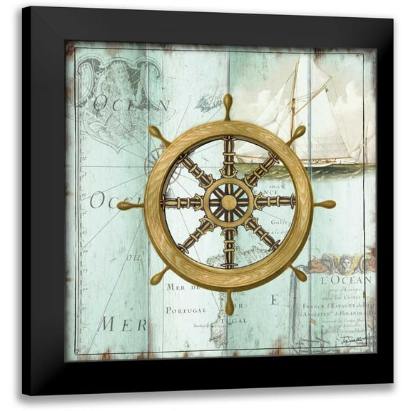 Tre Sorelle Studios 12x12 Black Modern Framed Museum Art Print Titled - Antique La Mer VIII