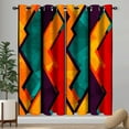 thumbnail image 2 of Colorful Abstract Blackout Window Curtains, Geometric Red Orange Cyan Pattern Aesthetic Art Living Room Bedroom Decor Thermal Curtain Darkening Grommet Window Drapes Treatments, 2 Panels 52x84 Inch, 2 of 6