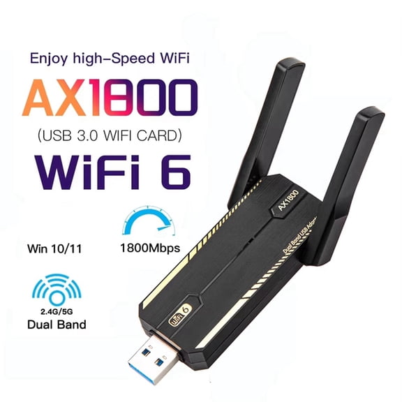 Dual Band USB WiFi 6 AX1800 USB 3.0 Adapter for PC & Laptop 2.4G/5Ghz, 10/11