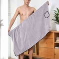 thumbnail image 4 of successthop Wrap Bath Towel for Men Soft Knee Homewear Snap After Bath Wear Pocketed Comfortable Winter Loungewear Gray, 4 of 6