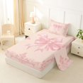 thumbnail image 2 of spefrowx Vintage Pink Bow Twin Sheets for Women Girls, Boho Damask Floral Bedding, 3pcs, 1 Flat Sheet, 1 Fitted Sheet and 1 Pillowcase, 2 of 6