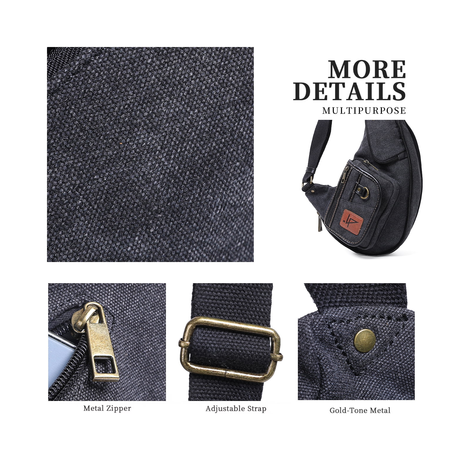 Canvas Zipper Shoulder One Strap Sling Bag for Men's, Travel, Hiking Daypack, Juzar Tapal Collection