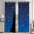 thumbnail image 4 of Aofoto Navy Blue Blackout Curtains for Kids Bedroom Layer Star Cutout Ombre Grommet Curtains,2 Panels, 52x84 inches, 4 of 5