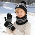 thumbnail image 2 of UJNDER Kids' Hat Scarf Gloves Set Winter Knit Hat Scarf and Gloves with Cartoon Car Striped Pattern Soft Warm Three Piece Ensemble for Boys and Girls, 2 of 6